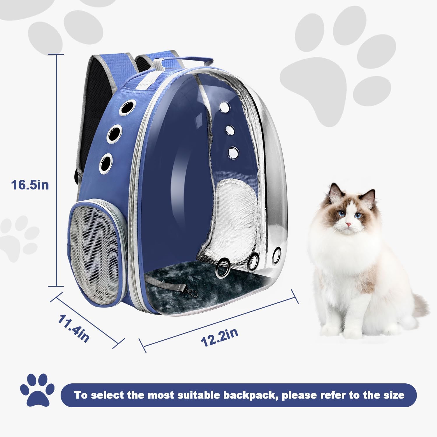 Cat Backpack Carrier, Pet Cat Carrier with Ventilated Design for Carrying Puppy Cats, Pet Carrier Back Pack Bag Space Capsule for Traveling/Hiking/Camping/Outdoors - Image 2